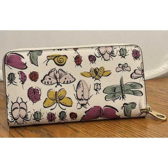 COACH Long Zip Around Wallet w/Creature Print, Gold/Chalk Multi /CR931 /NWOT - Picture 3 of 6